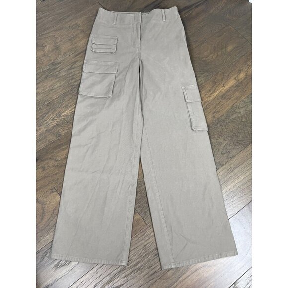 ARITZIA WILFRED FREE High Rise Picture Cargo Pants Nomad Taupe Sz 6 EUC #94891 - Picture 1 of 6